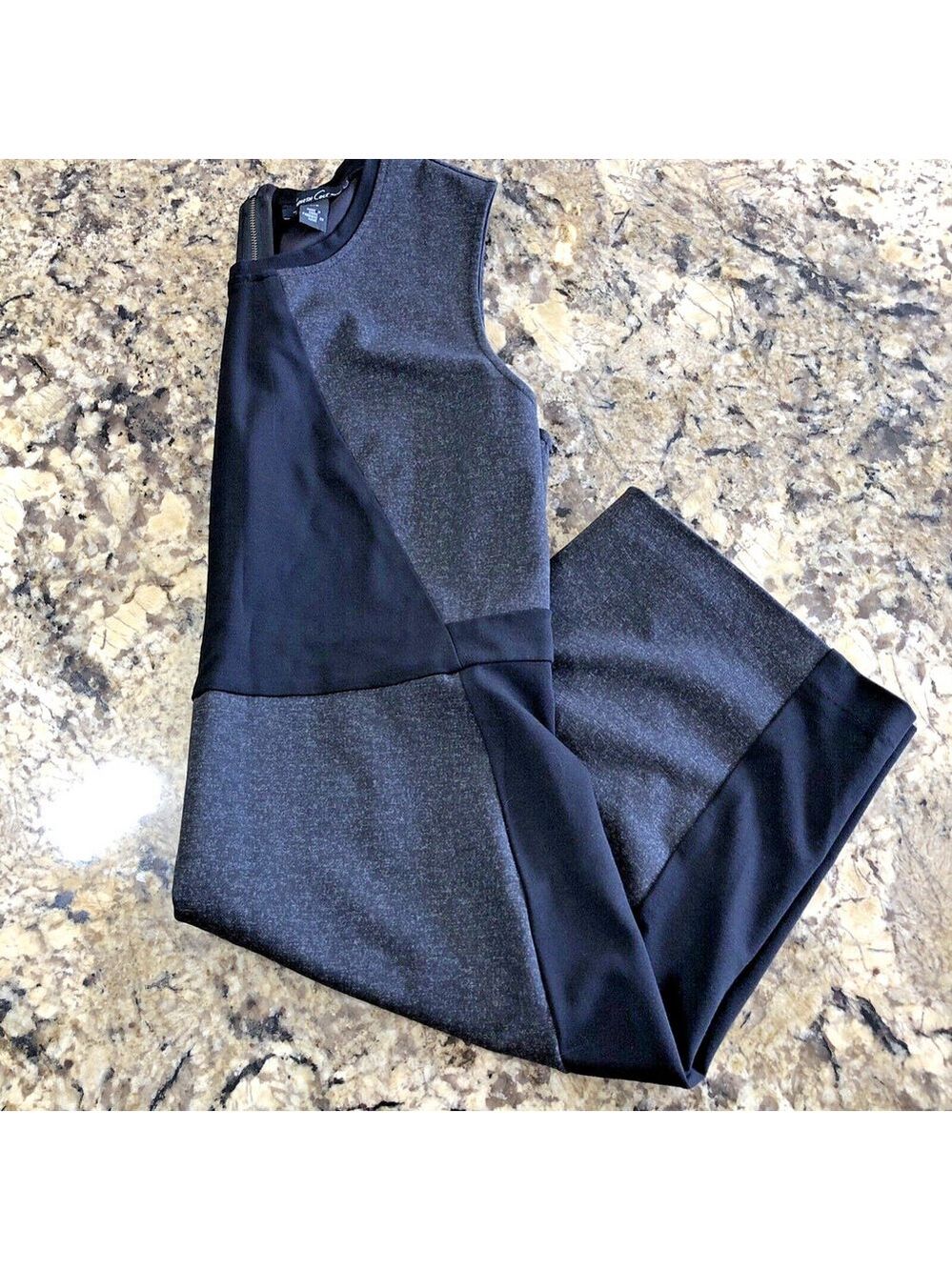 Large Kenneth Cole Womens Dress Black And Grey Zipper Back Knee Length Stretchy - Picture 11 of 11